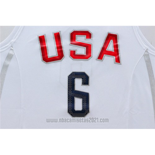 Camiseta USA 2016 Lebron James #6 Blanco
